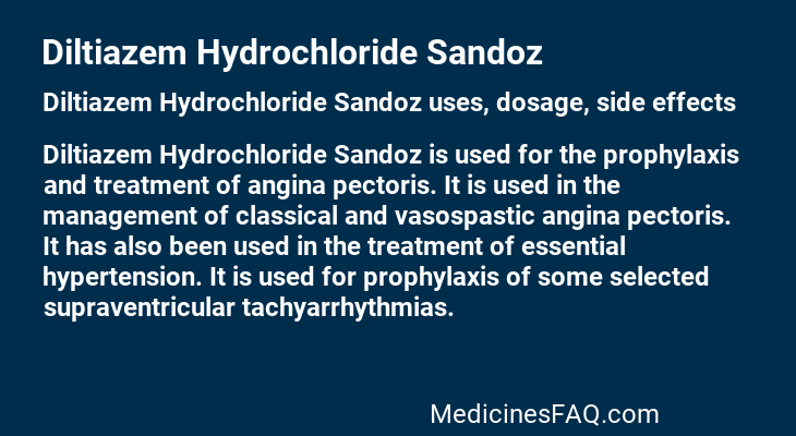 Diltiazem Hydrochloride Sandoz