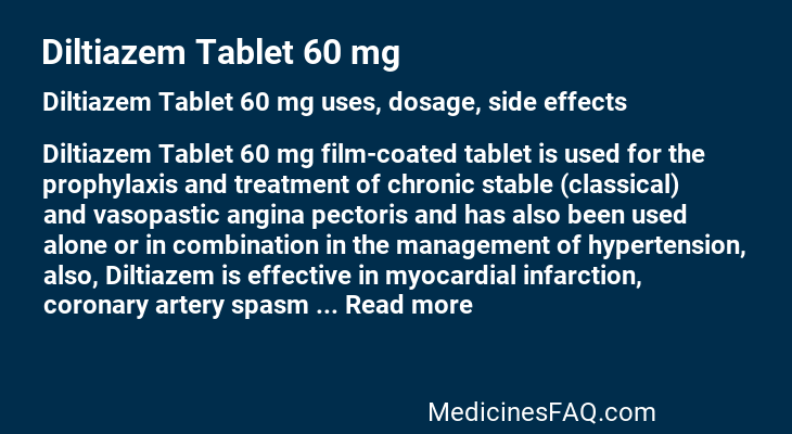 Diltiazem Tablet 60 mg