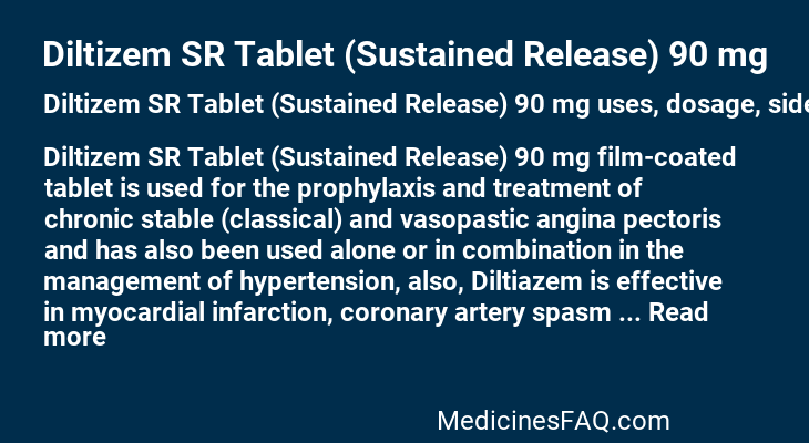 Diltizem SR Tablet (Sustained Release) 90 mg