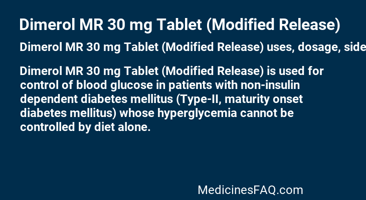 Dimerol MR 30 mg Tablet (Modified Release)