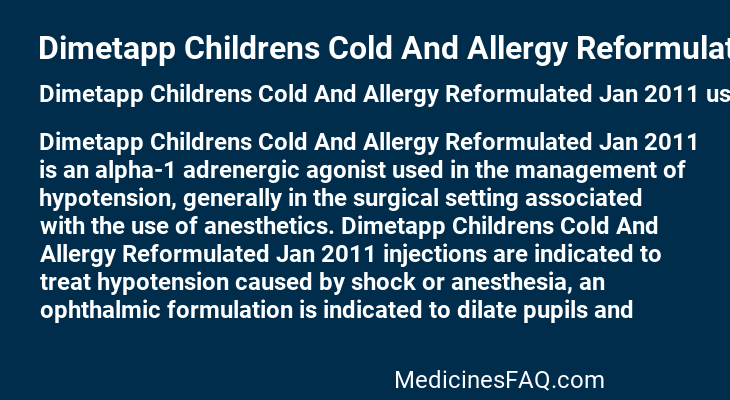 Dimetapp Childrens Cold And Allergy Reformulated Jan 2011