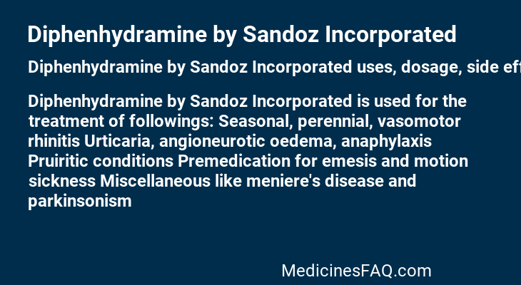 Diphenhydramine by Sandoz Incorporated