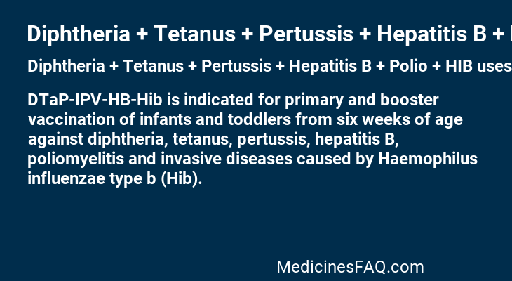 Diphtheria + Tetanus + Pertussis + Hepatitis B + Polio + HIB