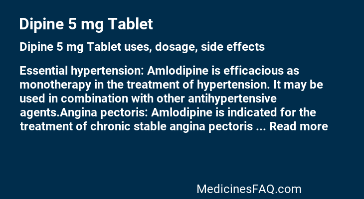 Dipine 5 mg Tablet