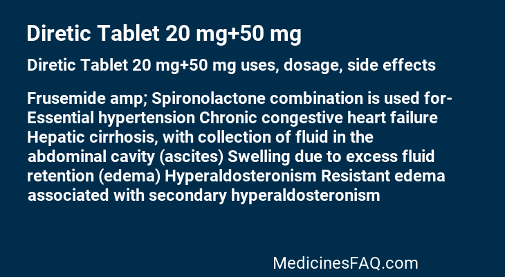 Diretic Tablet 20 mg+50 mg
