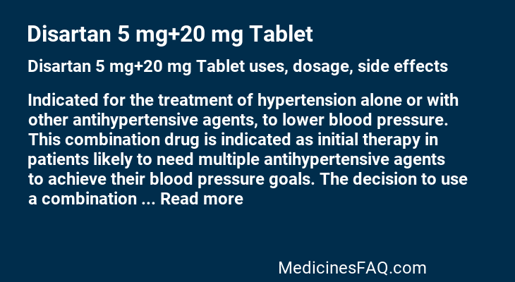 Disartan 5 mg+20 mg Tablet