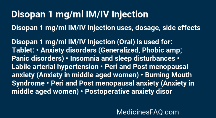 Disopan 1 mg/ml IM/IV Injection