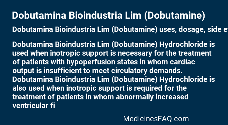 Dobutamina Bioindustria Lim (Dobutamine)