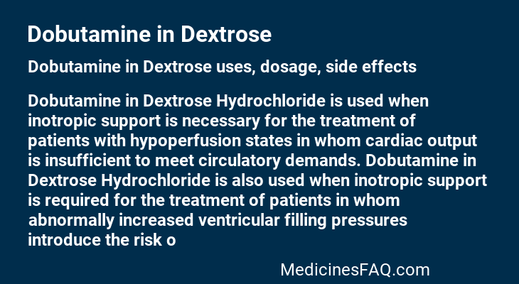 Dobutamine in Dextrose
