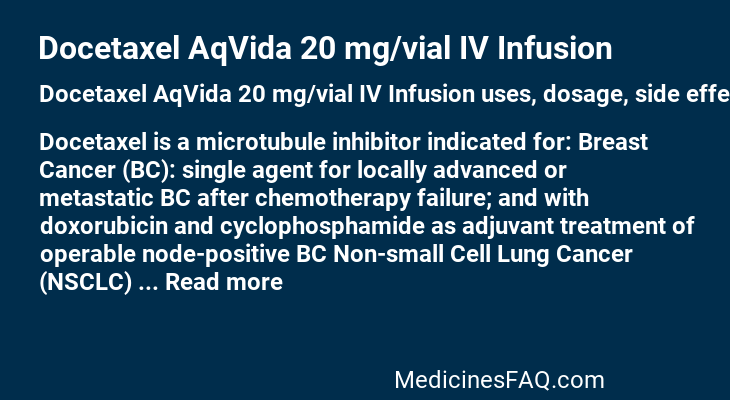 Docetaxel AqVida 20 mg/vial IV Infusion