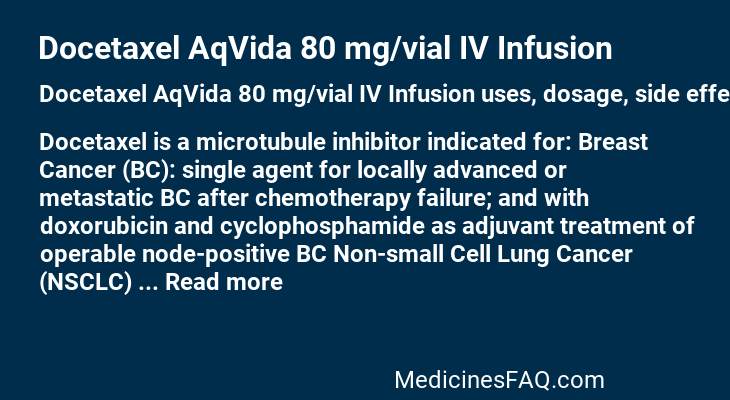 Docetaxel AqVida 80 mg/vial IV Infusion