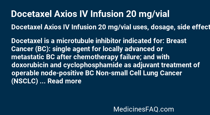Docetaxel Axios IV Infusion 20 mg/vial