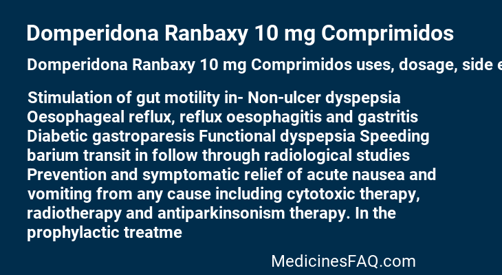 Domperidona Ranbaxy 10 mg Comprimidos