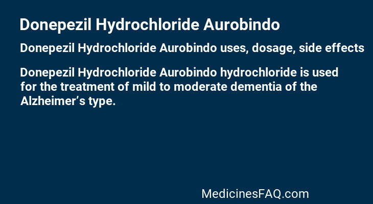 Donepezil Hydrochloride Aurobindo