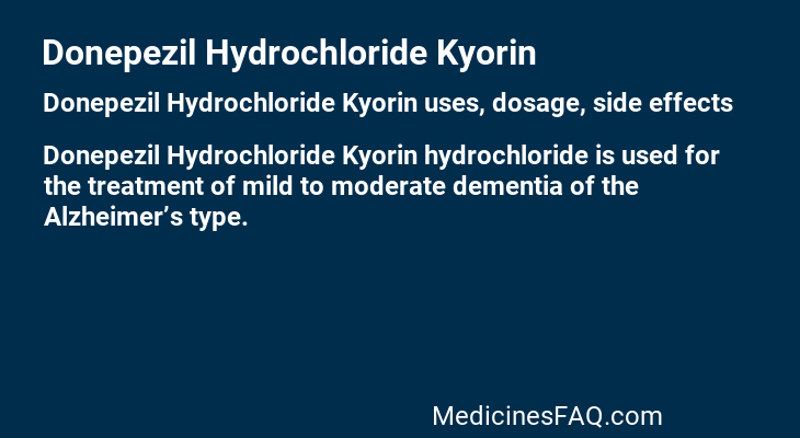 Donepezil Hydrochloride Kyorin