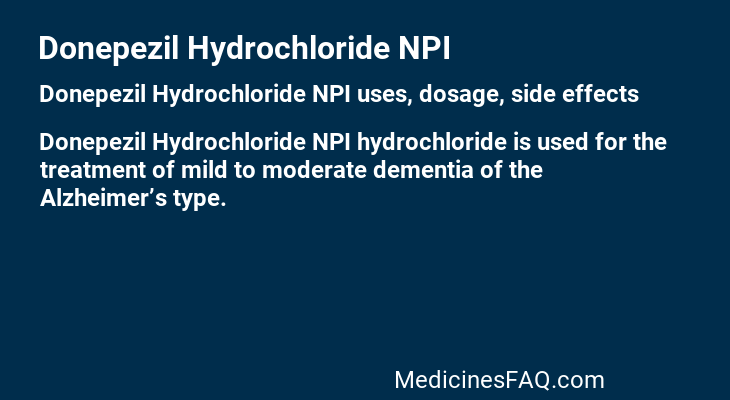 Donepezil Hydrochloride NPI