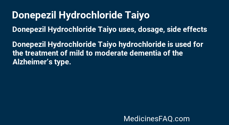 Donepezil Hydrochloride Taiyo