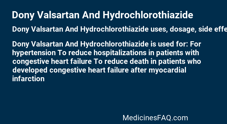 Dony Valsartan And Hydrochlorothiazide