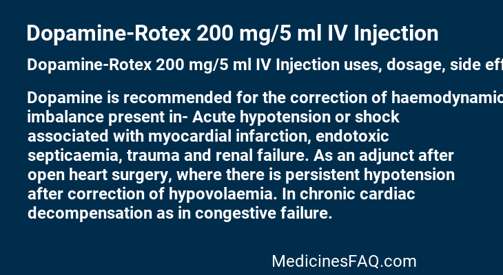 Dopamine-Rotex 200 mg/5 ml IV Injection