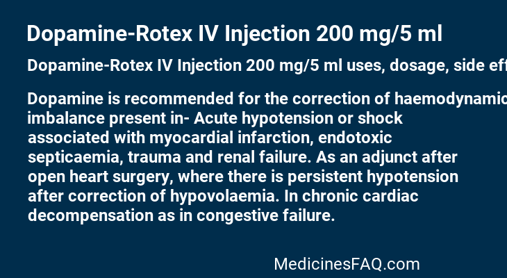 Dopamine-Rotex IV Injection 200 mg/5 ml