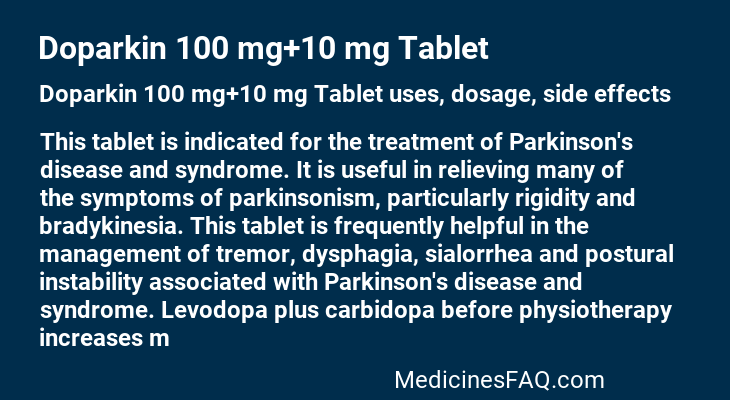 Doparkin 100 mg+10 mg Tablet