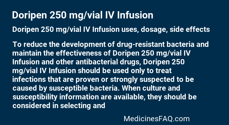 Doripen 250 mg/vial IV Infusion