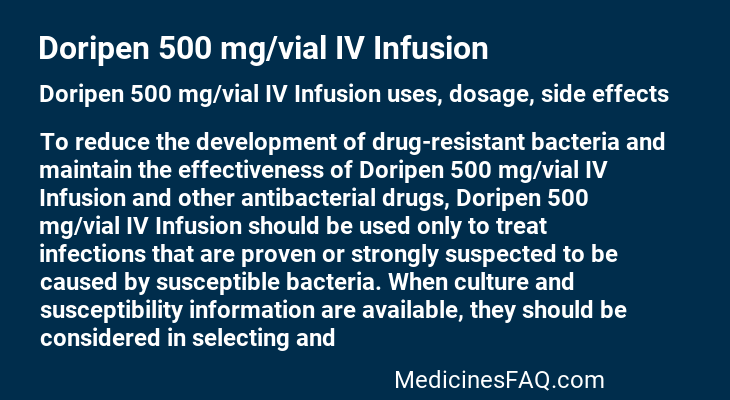 Doripen 500 mg/vial IV Infusion