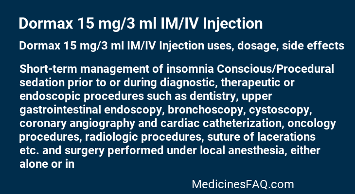 Dormax 15 mg/3 ml IM/IV Injection