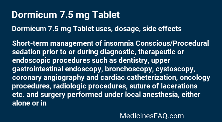 Dormicum 7.5 mg Tablet