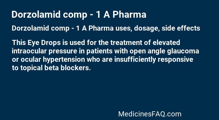 Dorzolamid comp - 1 A Pharma