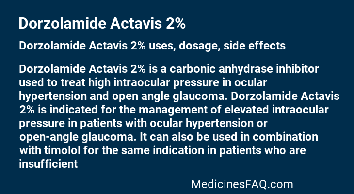 Dorzolamide Actavis 2%