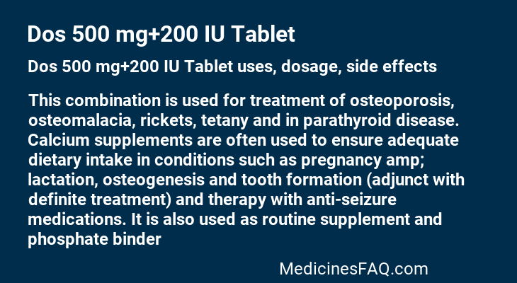 Dos 500 mg+200 IU Tablet