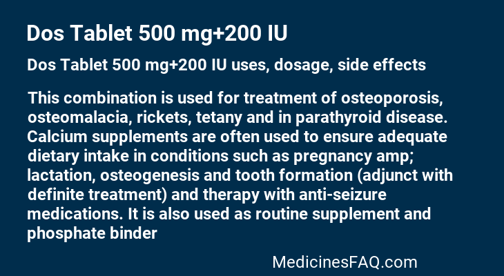 Dos Tablet 500 mg+200 IU