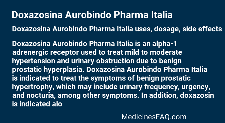 Doxazosina Aurobindo Pharma Italia