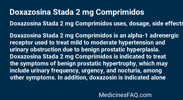 Doxazosina Stada 2 mg Comprimidos