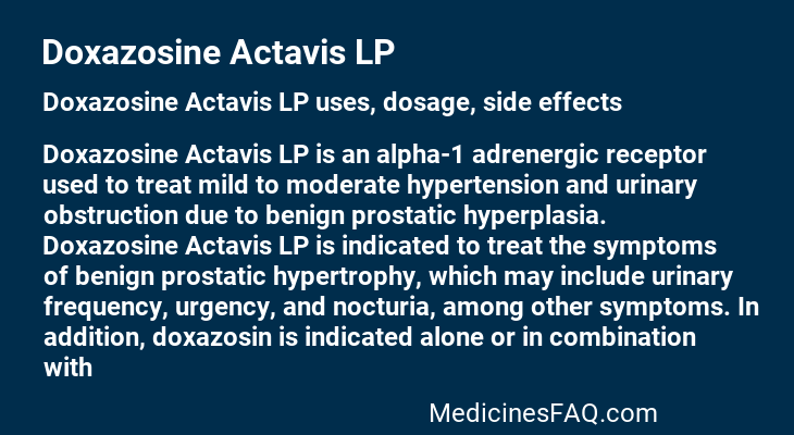 Doxazosine Actavis LP