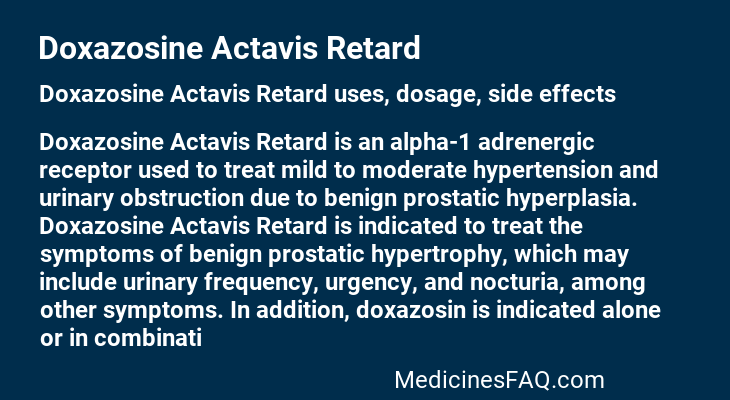 Doxazosine Actavis Retard