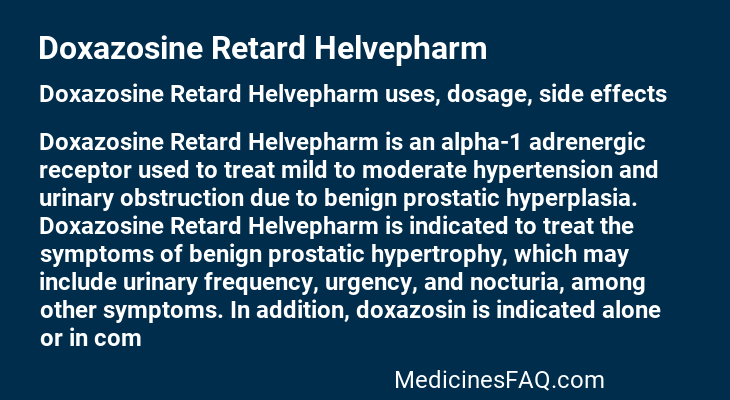 Doxazosine Retard Helvepharm