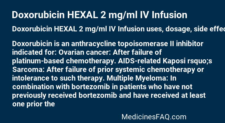 Doxorubicin HEXAL 2 mg/ml IV Infusion