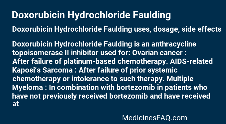 Doxorubicin Hydrochloride Faulding