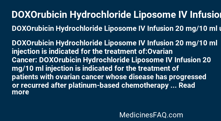 DOXOrubicin Hydrochloride Liposome IV Infusion 20 mg/10 ml