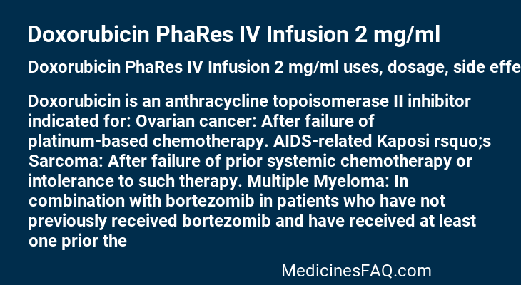 Doxorubicin PhaRes IV Infusion 2 mg/ml