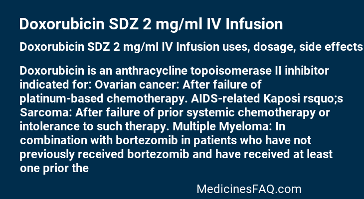 Doxorubicin SDZ 2 mg/ml IV Infusion