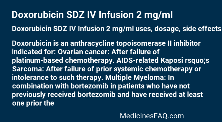 Doxorubicin SDZ IV Infusion 2 mg/ml