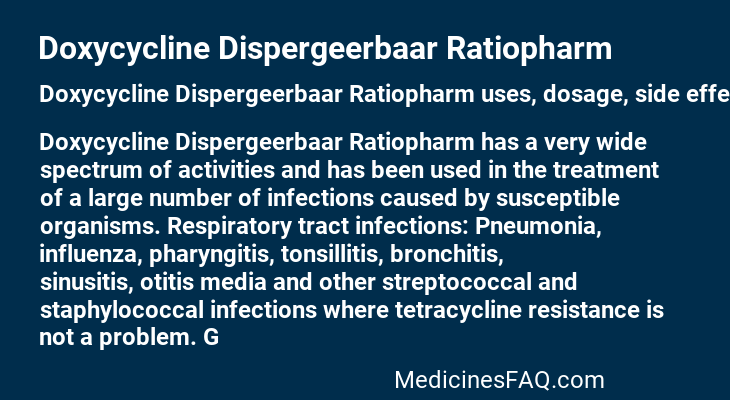 Doxycycline Dispergeerbaar Ratiopharm
