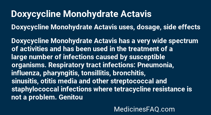 Doxycycline Monohydrate Actavis
