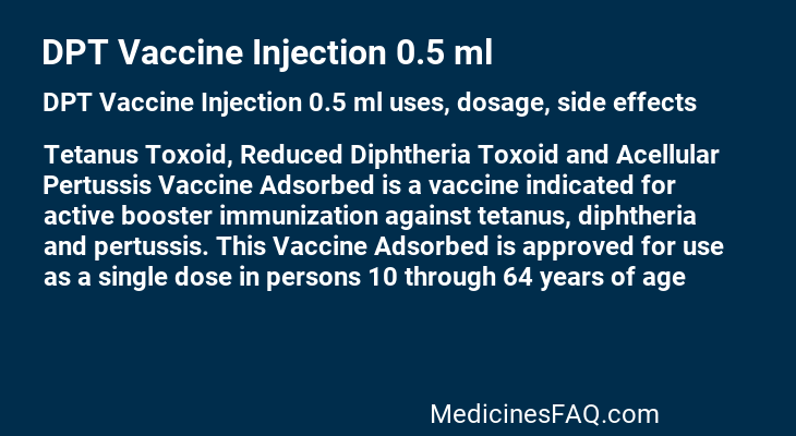 DPT Vaccine Injection 0.5 ml