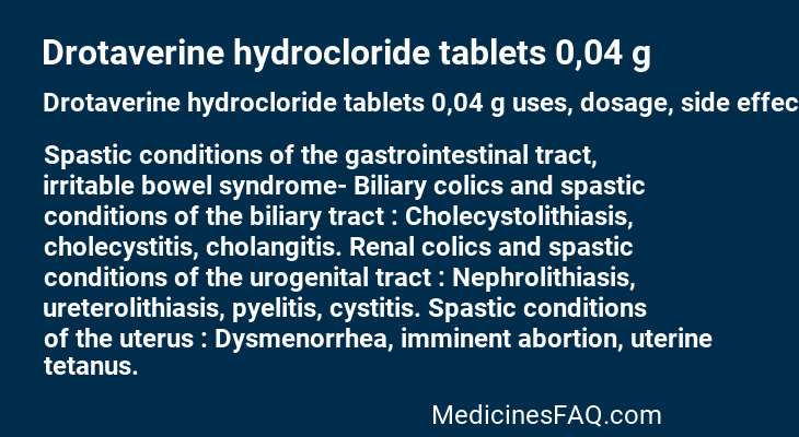 Drotaverine hydrocloride tablets 0,04 g