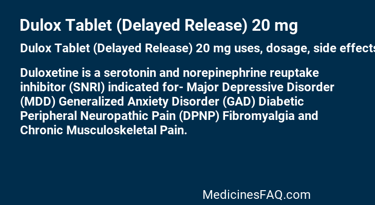 Dulox Tablet (Delayed Release) 20 mg