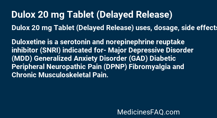 Dulox 20 mg Tablet (Delayed Release)